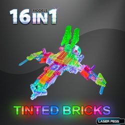 Laser Pegs Tinted Space Fighter Building Set Toys for Boys and Girls Light Up Bricks 16 Sci-Fi Models