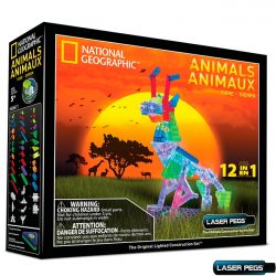 Laser Pegs National Geographic Animals Tinted Bricks Lighted STEM Construction Toys for Boys Girls