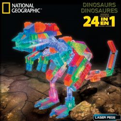 Laser Pegs National Geographic Dinosaurs Tinted Lighted STEM Construction Toys for Boys & Girls