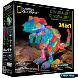 Laser Pegs National Geographic Dinosaurs Tinted Lighted STEM Construction Toys for Boys & Girls