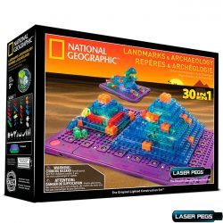 Laser Pegs National Geographic Landmarks and Archaeology STEM Tinted Light Up Construction Set