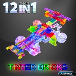 Laser Pegs Tinted Race Car Lighted STEM Educational Construction Playsets Light Up Toys for Boys & Girls