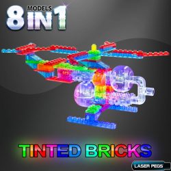 Laser Pegs Tinted Helicopter Lighted Light Up STEM Construction Playsets Educational Toys for Boys & Girls